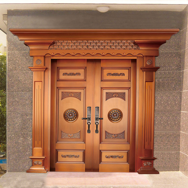 豪華雙開(kāi)銅門(mén) 高端銅門(mén)定制(圖1) 豪華雙開(kāi)銅門(mén) 高端銅門(mén)定制(圖1)