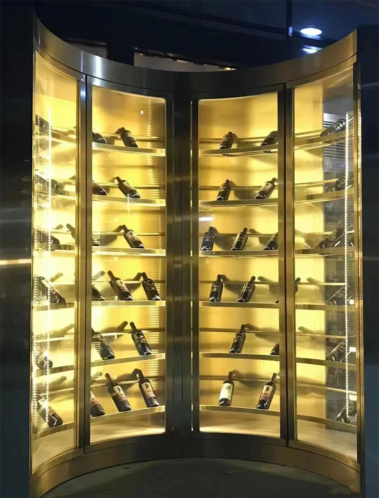 定制弧形不銹鋼紅酒柜(圖1) 定制弧形不銹鋼紅酒柜(圖1)